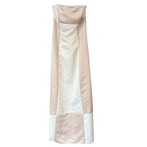 Vintage Jessica McClintock Elegant Two-Tone Cream Beige Strapless Gown (Size 8)